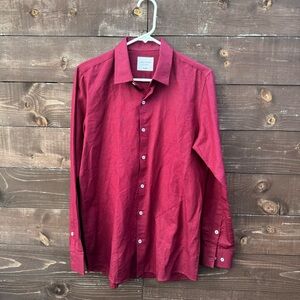 Linen Attire by Ranee’s Miami Button Down Shirt Burgundy Red Size Medium